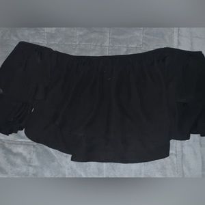 Black Off-the-Shoulder Ruffled Blouse